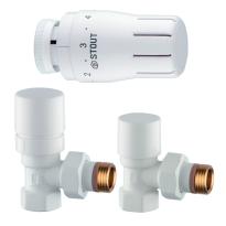 Комплект клапанов термостатических STOUT Design белый, угловой 1/2