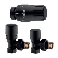 Комплект клапанов термостатических STOUT Design черный, угловой 1/2
