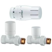 Комплект клапанов термостатических STOUT Design белый, прямой 1/2