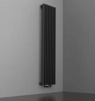 Дизайн радиатор вертикальный КЗТО (KZTO) QUADRUM 40 V 1750-4 секции, центральное нижнее подключение, RAL 1М183SN026 серый темный металлик муар