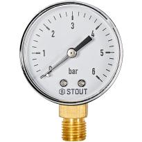 Манометр радиальный STOUT корпус Dn 50 мм 1/4  , 0...6 бар, кл.2.5, SIM-1010-500608