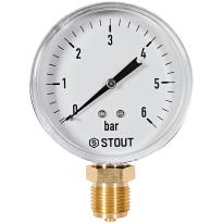 Манометр радиальный STOUT корпус Dn 80 мм 1/2 , 0...6 бар, кл.2.5, SIM-1010-800615