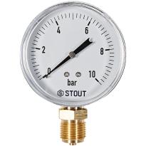 Манометр радиальный STOUT корпус Dn 80 мм 1/2 , 0...10 бар, кл.2.5, SIM-1010-801015