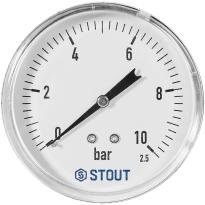 Манометр аксиальный STOUT корпус Dn 80 мм 1/2 , 0...10 бар, кл.2.5, SIM-1009-801015