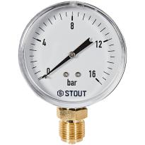 Манометр радиальный STOUT корпус Dn 80 мм 1/2 , 0...16 бар, кл.2.5, SIM-1010-801615