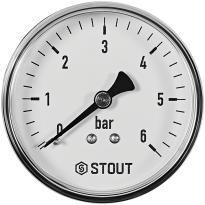 Манометр аксиальный STOUT корпус Dn 63 мм 1/4 , 0...6 бар, кл.2.5, SIM-1009-630608