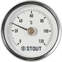 Термометр биметаллический накладной с пружиной STOUT корпус Dn 63 мм, 0...120°С, 1 -2, SIM-1004-630015