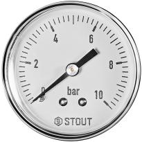 Манометр аксиальный STOUT корпус Dn 50 мм 1/4 , 0...10 бар, кл.2.5, SIM-1009-501008