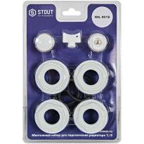 Универсальный монтажный комплект STOUT для подключения радиатора 1/2 RAL 9016